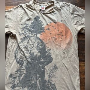 Men's Junk Food T-Shirt Beige Art Print M Far East Psychedelic DMT Third Eye Sun